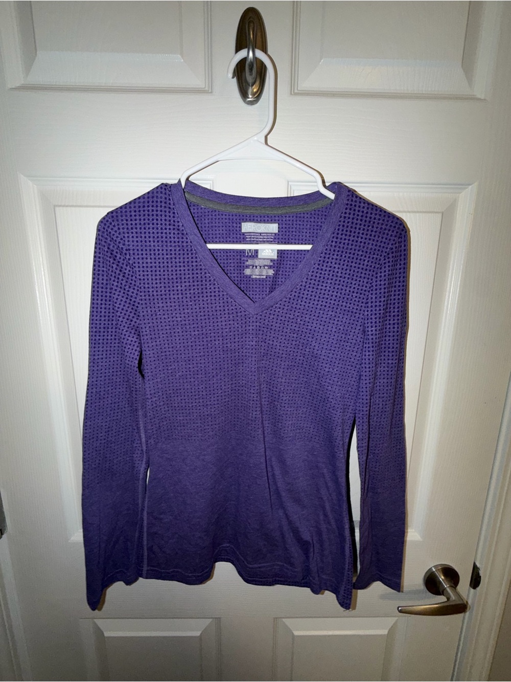 💜 adidas Purple V-Neck Long Sleeve Waffle Knit Top 💜